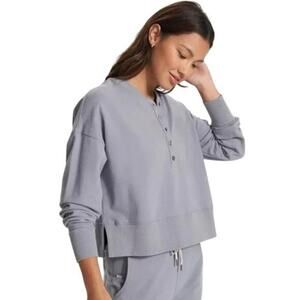 Vuori Women's Long Sleeve Button-Up Top in Gray, Size Large
